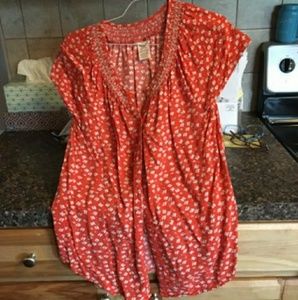 Beautiful spring orange button up blouse